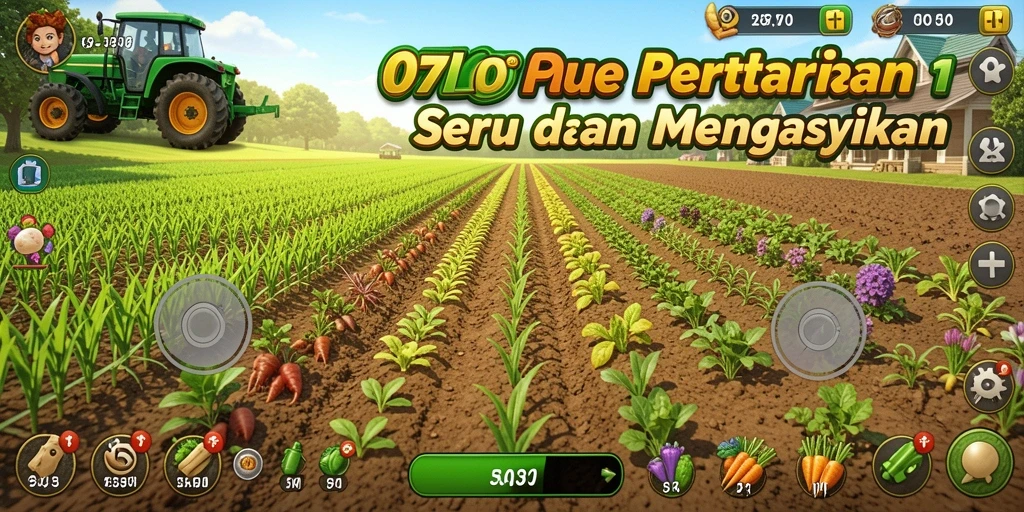 Tampilan gameplay seru di 070SLOT menampilkan aktivitas bertani.