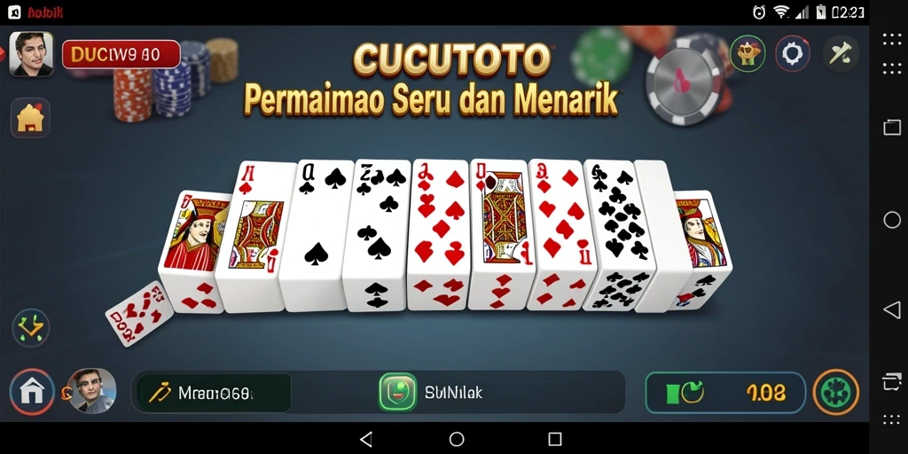 Tampilan gameplay seru CUCUTOTO di papan permainan Domino.