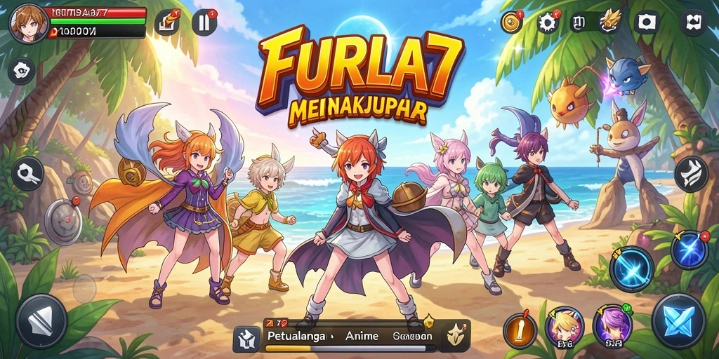 Tangkapan layar memperlihatkan momen seru dalam gameplay FURLA77.