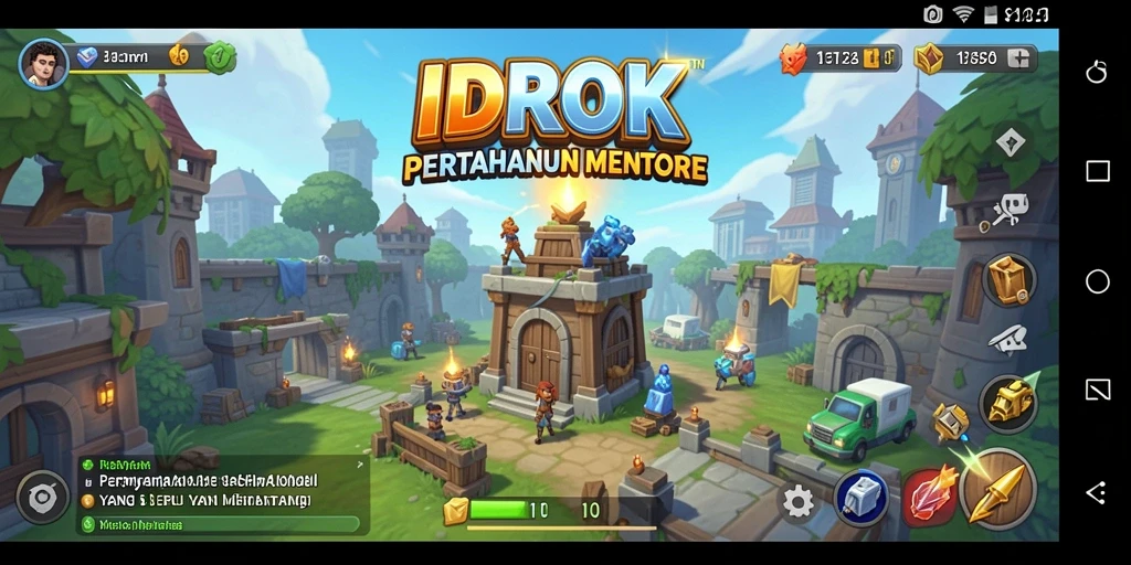 Tampilan gameplay <strong>IDROK</strong> yang seru dalam menara pertahanan.
