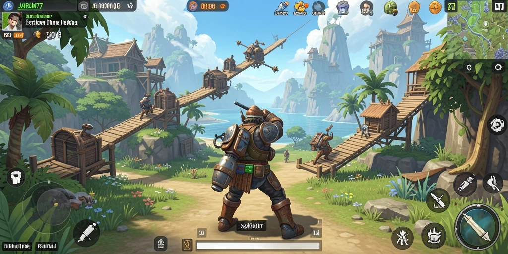 Tampilan gameplay JARUM77 yang menampilkan dunia terbuka yang luas.