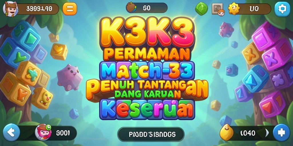 Tangkapan layar permainan K3K3 menampilkan gameplay Match-3 yang menarik.