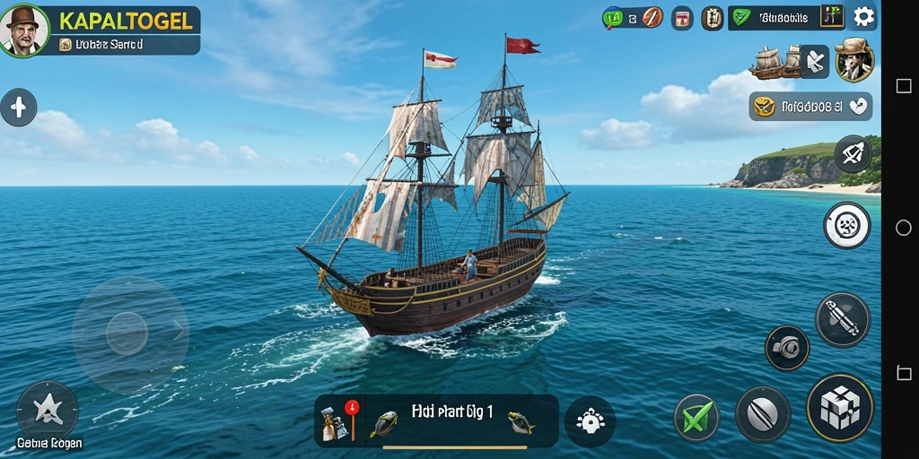 Tampilan gameplay seru di KAPALTOGEL dengan lautan yang luas.