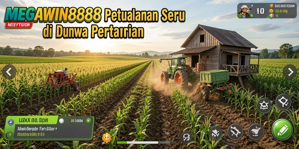 Tampilan permainan yang menggambarkan aktivitas bertani di MEGAWIN888.