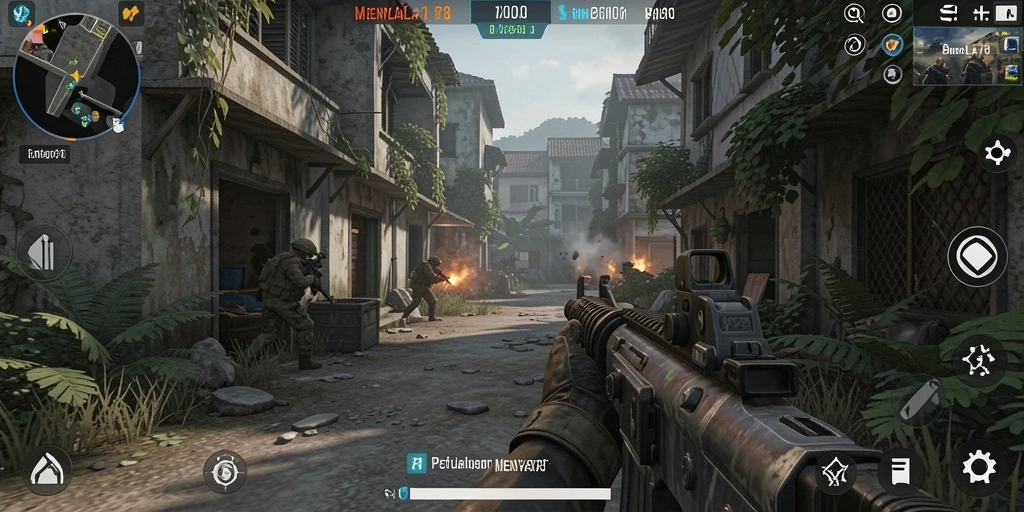 Screenshot gameplay MENYALA78 yang menunjukkan aksi menegangkan di medan perang.