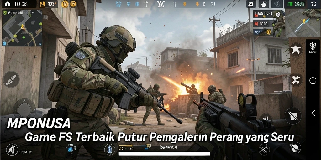 Tangkapan layar utama MPONUSA menampilkan aksi pertempuran yang mendebarkan.