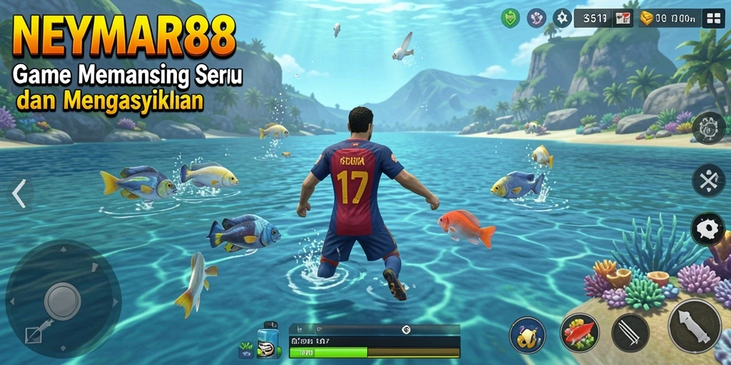 Screenshot gameplay NEYMAR88 menampilkan aksi memancing yang mendebarkan.