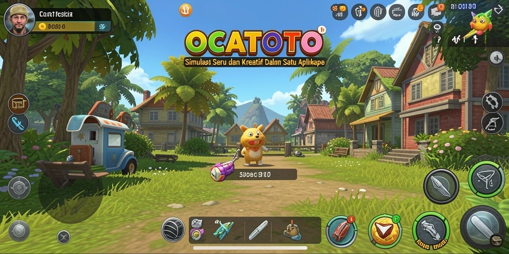 Screenshot gameplay OCATOTO yang menampilkan dunia simulasi yang kaya.