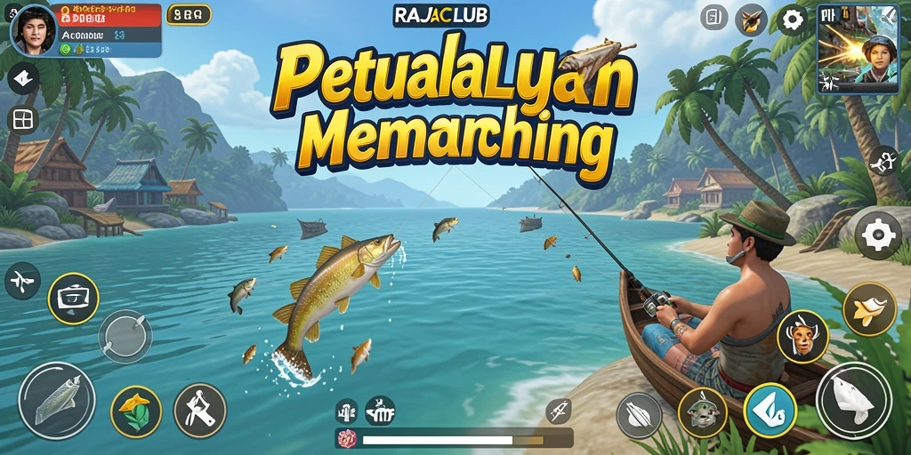 Screenshot dari gameplay RAJACLUB yang menunjukkan aksi memancing yang mendebarkan.