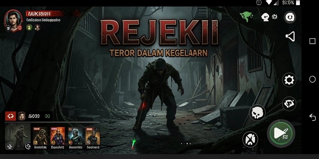 Tampilan gameplay REJEKI dengan suasana mencekam dan misteri yang mendalam.