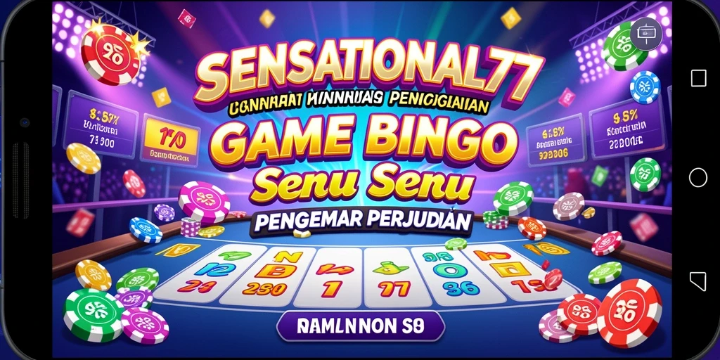 Tampilan gameplay menarik dari SENSATIONAL77 dengan kartu Bingo berwarna-warni.