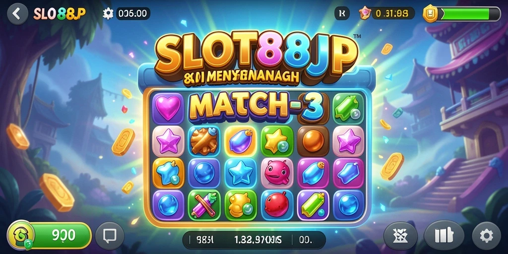 Screenshot menampilkan gameplay seru dari SLOT88JP di kategori Match-3.