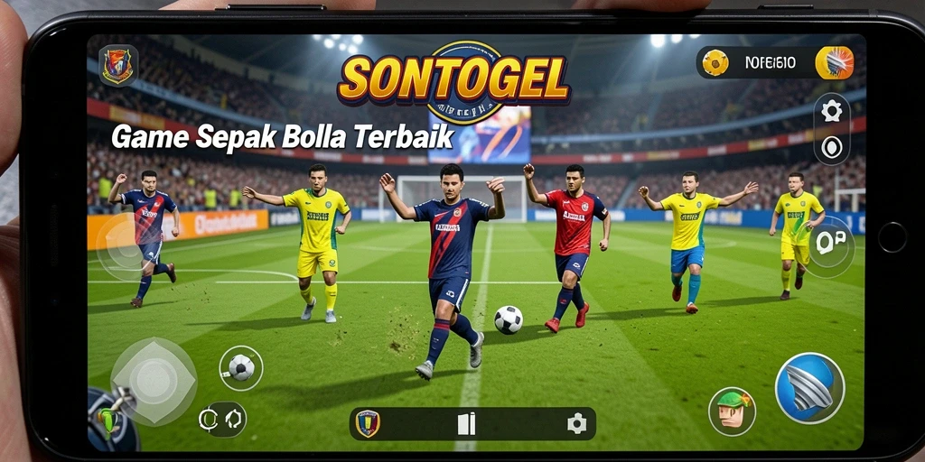Tampilan gameplay yang mendebarkan di lapangan sepak bola.