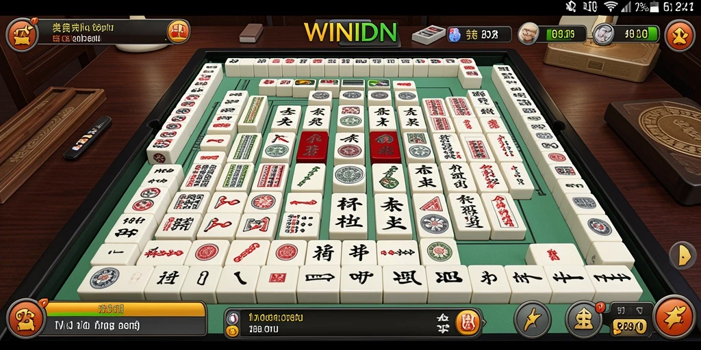 Screenshot gameplay WINIDN menunjukkan aksi permainan Mahjong yang seru.